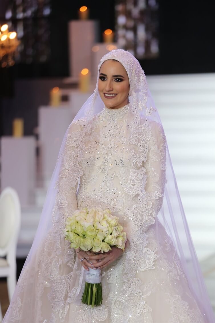 FLORAL MODESTY - LONG SLEEVES - A-LINE CUT (VEIL)